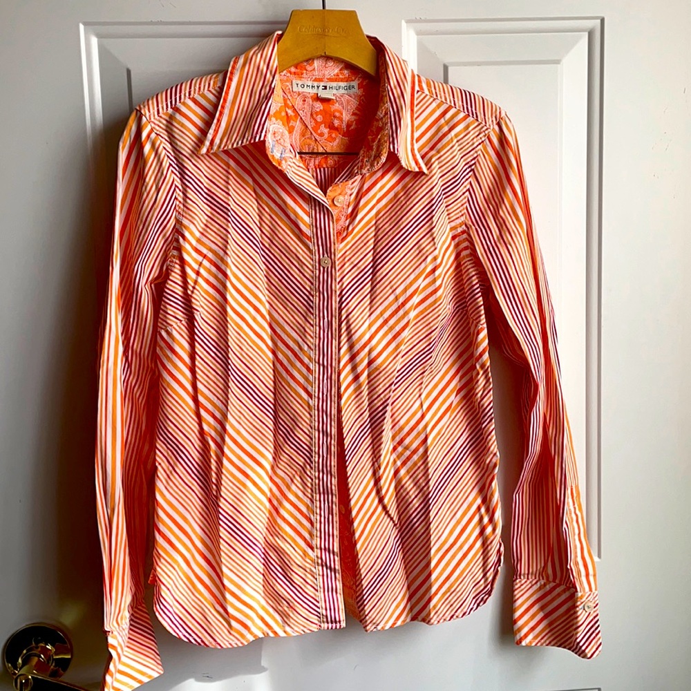 Tommy Hilfiger striped fitted blouse EUC sz 10